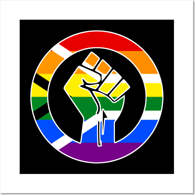 Black Lives Matter Fist Circled LGBTQ Flag South Africa Pride Wall Art by aaallsmiles